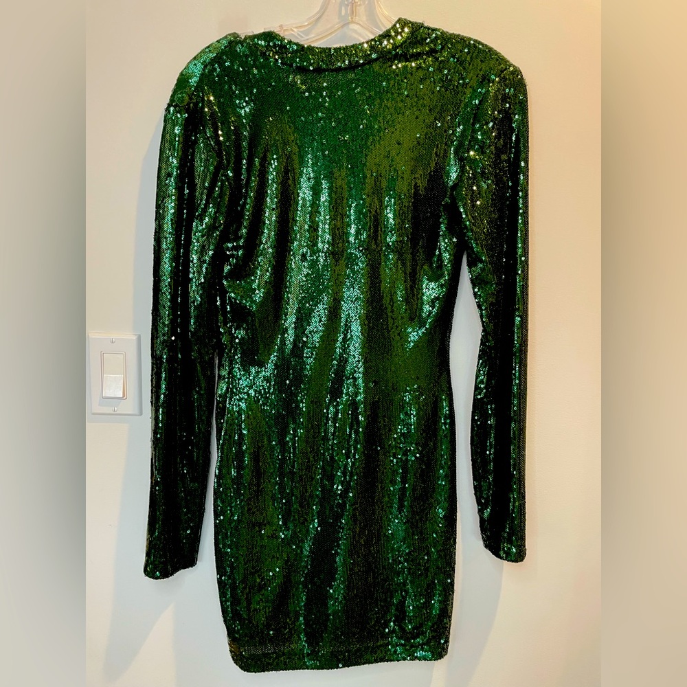 NWT Zara Green Sequin Dress SS22, women's size M